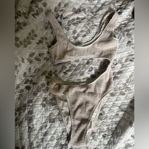 Strawberry Milk Mob Beige Textured Bathingsuit